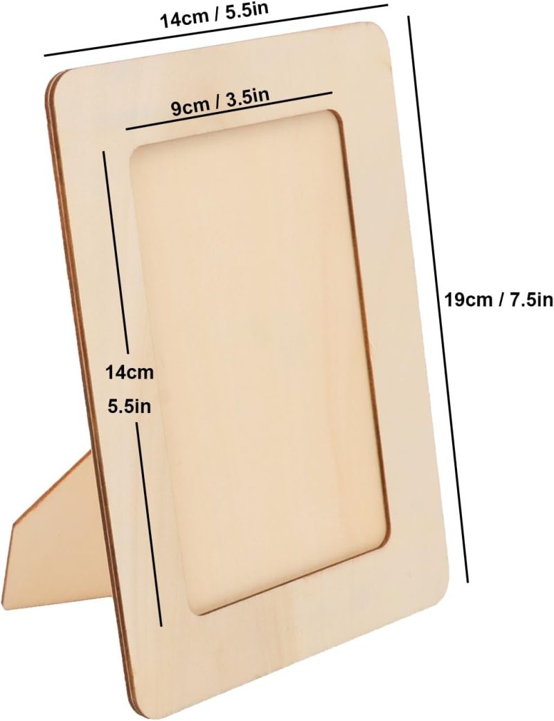 30 Pack Unfinished Wooden Picture Frames Set with 4x6 inch Photos, Wooden Frames for Crafts, Standing Postcard & Photos Picture Frame Set –Suitable for Crafts DIY, Souvenir decoration - Image 2