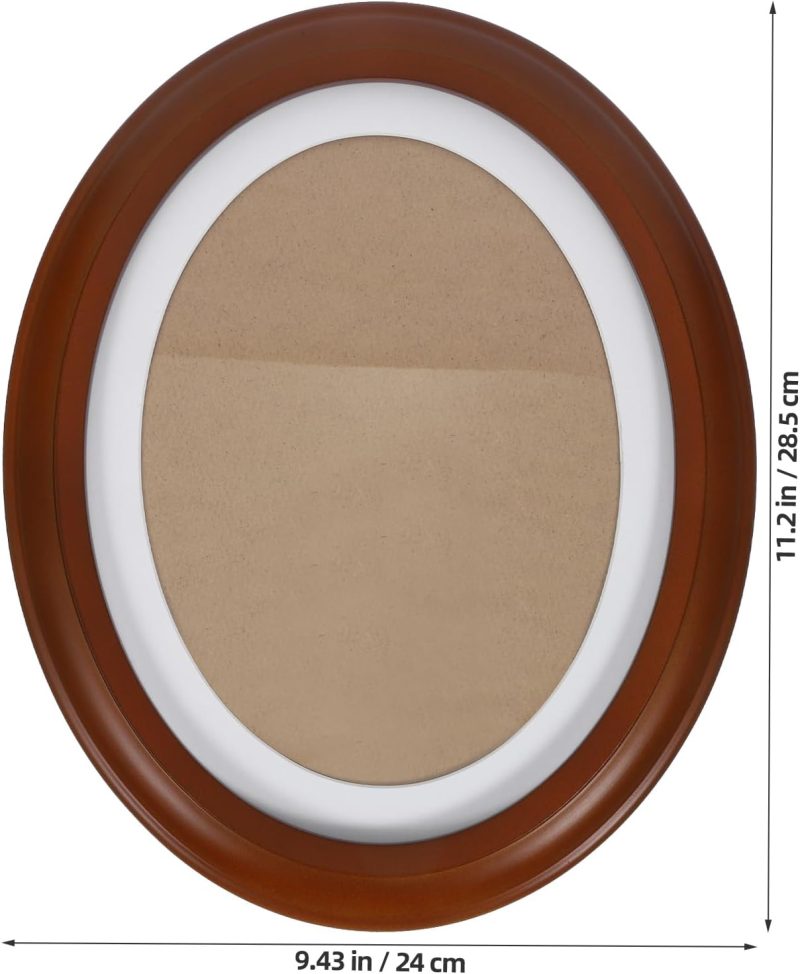 10 Inch Classic Oval Wood Picture Frame Oval Photo Frame Wall Hanging Picture Frame for Living Room Bedroom Decoration B, 28.50X24.00X2.70CM, Brown,