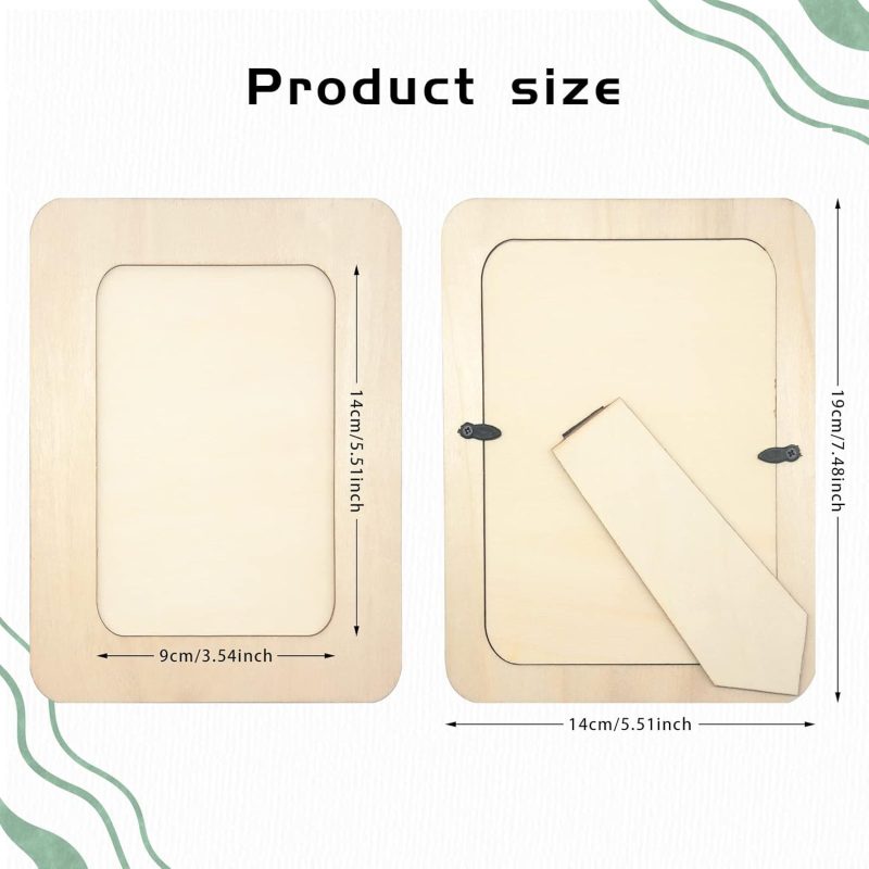 6 PCS DIY Wooden Picture Frames Unfinished Solid Wood Photo Picture Frames for 4 x 6 in Photos, Standing Wooden Photo Frames for Crafts Wood, DIY Painting, Arts Projects (Rectangle)