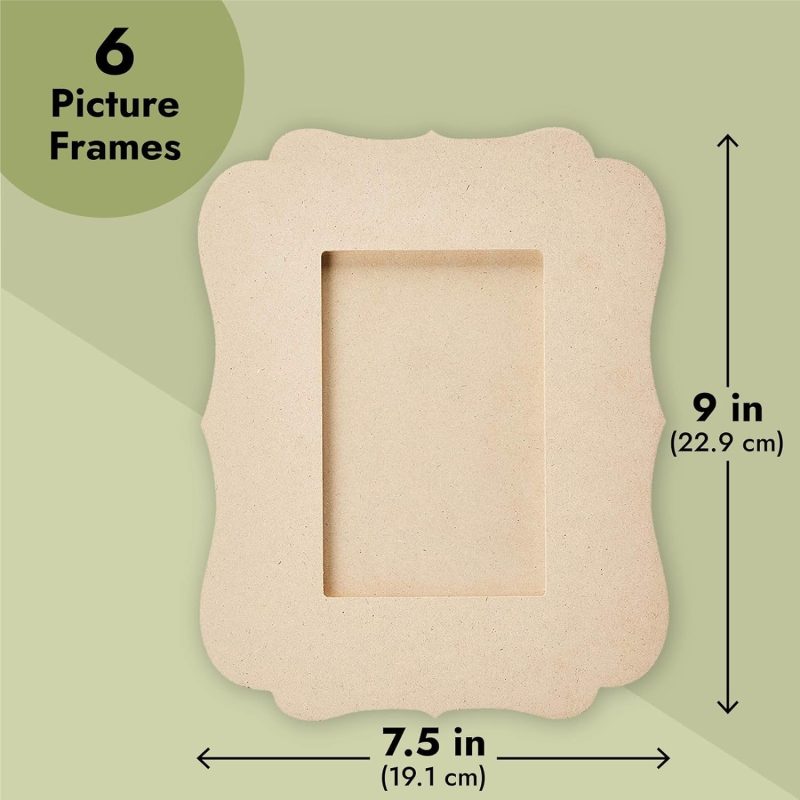 6-Pack Unfinished Wood Picture Frames, Holds 4x6 Inch Photos, Wooden Photo Frame for DIY Crafts, Classroom Art Projects, Desk, Home, Office Decor (7.5x9x6.4 In) - Image 2