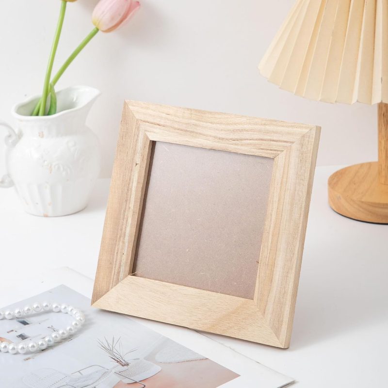 6 PCS Unfinished Wooden Picture Frames for 4.3 x 4.3 in Photos Standing Postcard Wooden Photo Frames for Crafts Wood DIY Painting Arts Projects and Decorate photo frame - Image 2