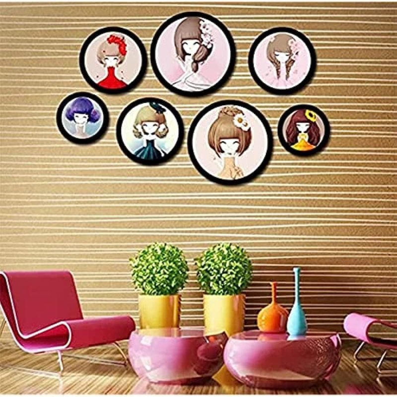 Photo Frames,14inch Black Round Wall Home Photo Frame DIY Hanging Multi Picture Photo Frames Living Room Photo Wooden Picture Frame Wall Decorations