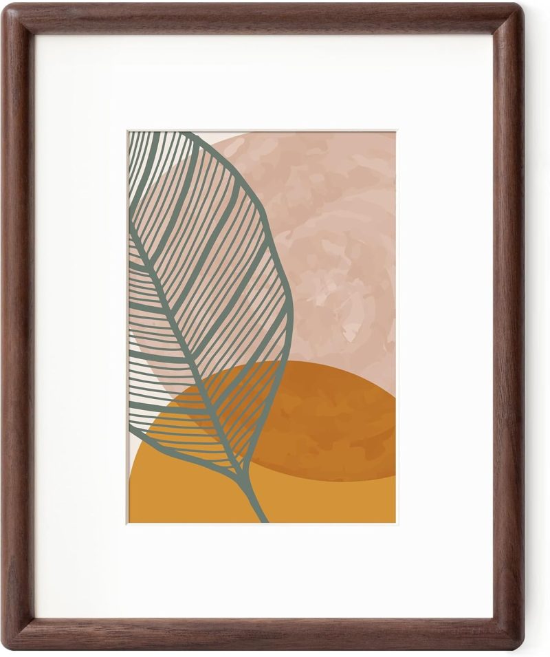 8 x 10 Picture Frame - Solid Walnut Frame Matted to 5x7 - Rounded Corner Walnut Photo Frame 8 by 10 with Tempered Glass - Natural Wood Picture Frame with Removable Ivory Mat