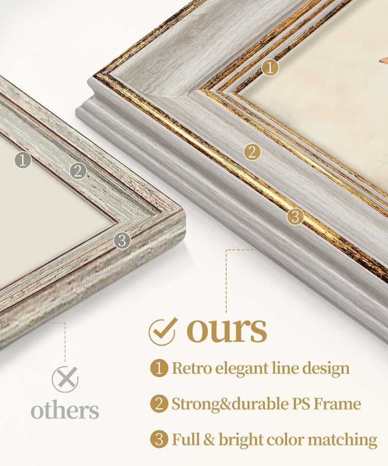 5x7 Vintage Picture Frames Set of 3, Antique Retro Photo Frame Gold Picture Frame Tabletop Wall Hanging Home Gallery Decor Wedding Birthday Gift for Grandma Mom