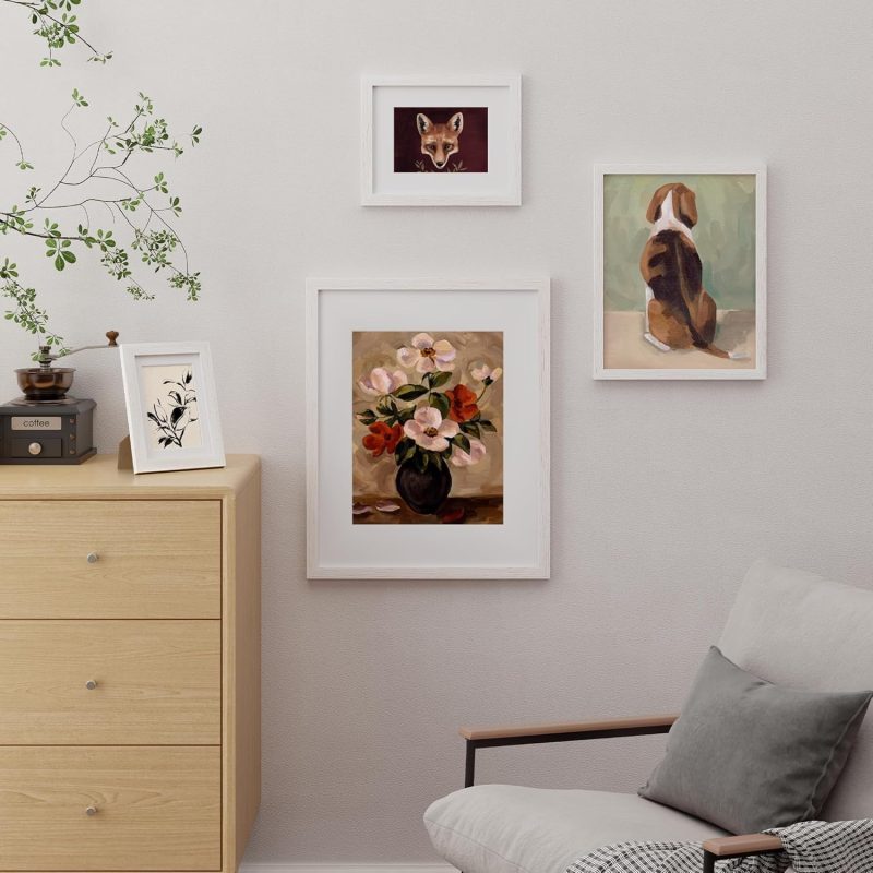8 x 10 Photo Frame, Rustic Wooden Picture Frames Distressed White, 8x10 Picture Frame with Mat for 5x7, 8 by 10 Picture Frames with Plexiglass for Displaying Tabletop or Wall Mount - White - Image 2