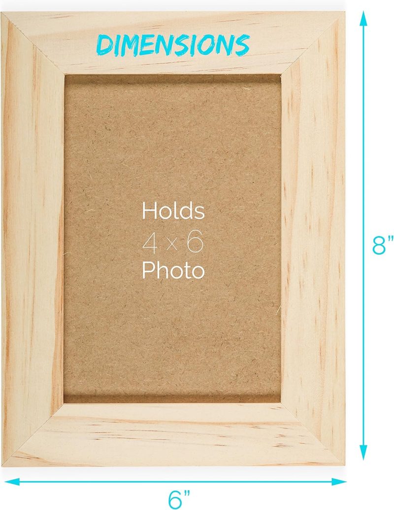 DIY Picture Frames, 4x6 Craft Frames Set, Unfinished Solid Pine Wood DIY Photo Frames, For Arts and Crafts DIY Painting Projects, Set of 3 (6x8 Frame Size Holds 6x4 Pictures) For Adults and Kids Craft